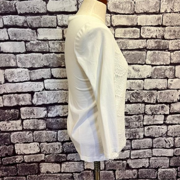 J. Crew White Lace Front Long Sleeve Blouse Size XS - Picture 7 of 8